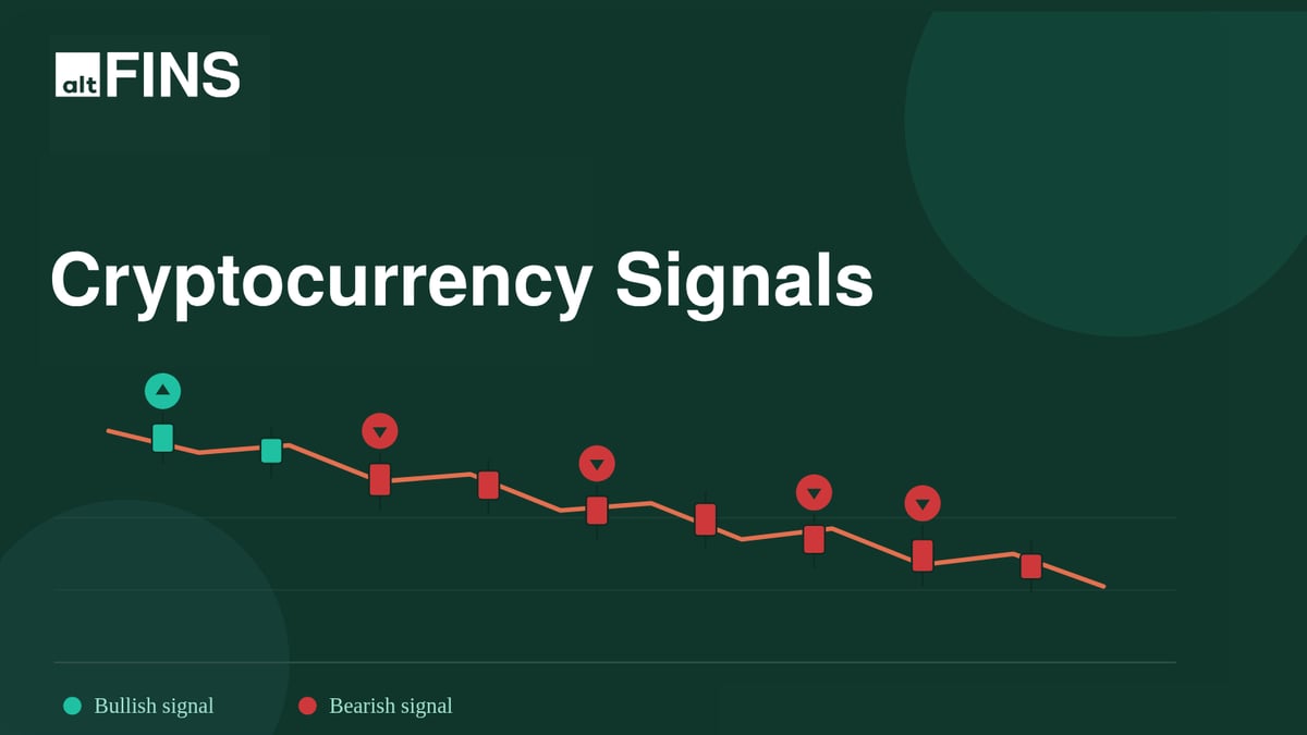 Bullish and bearish cryptocurrency signals illustrated on a price chart
